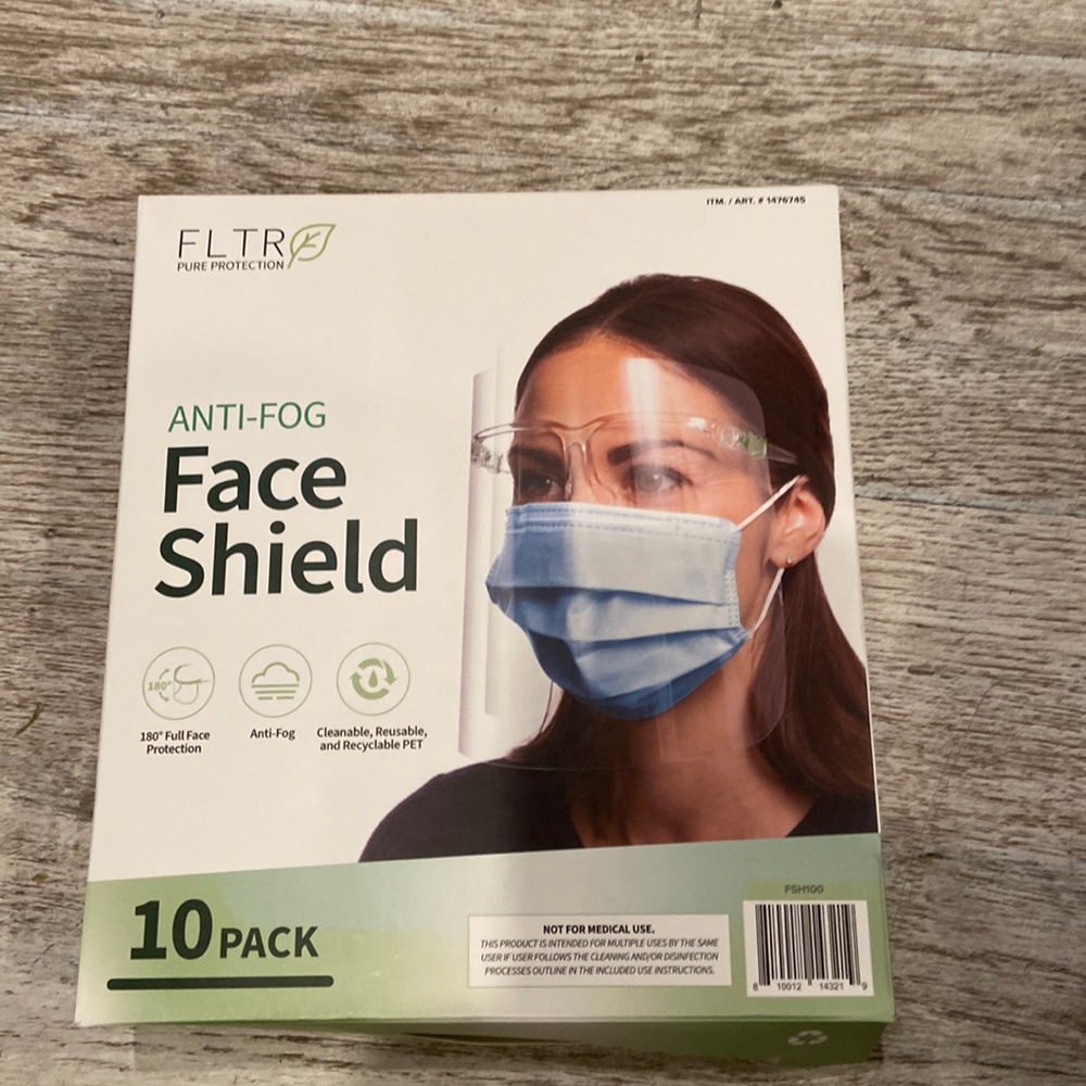 Anti FOG FACE PLASTIC SHIELDS 10 pack new in box